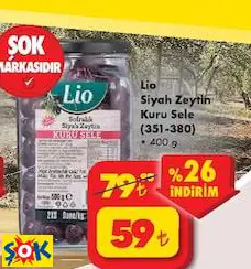 LİO SİYAH ZEYTİN KURU SELE (351-380) 400 G